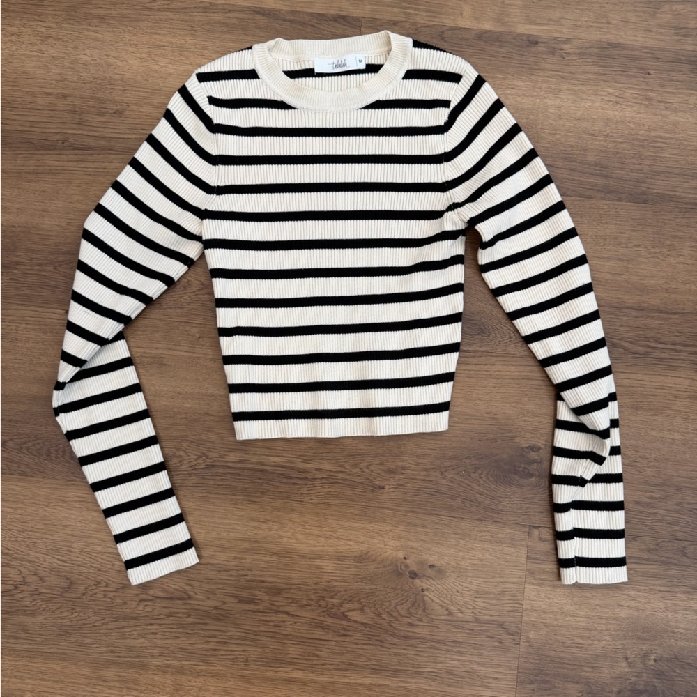 TALULAH Black and Cream Striped Sweater